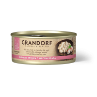 GRANDORF Консервы для кошек, куриная грудка с мясом краба в бульоне, 70 г