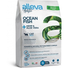 Сухой корм для кошек Alleva Holistic океаническая рыба, конопля, алоэ вера 1,5 кг