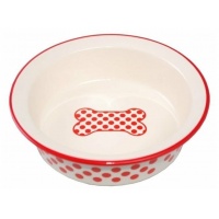 N1 Миска керамическая, рисунок "Красный горох, Косточка", 12,5*4 см, МКР452