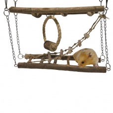 ROSEWOOD Игрушка для грызунов деревянная  "Подвесной мост", коричневая, 10х28x20см
