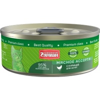 Четвероногий Гурман консервы для котят Мясное ассорти с Курицей