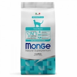 Monge Cat Monoprotein Sterilised Merluzzo корм для стерилизованных кошек с треской 1,5 кг