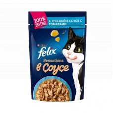 Felix Sensations пауч консервы для  кошек треска с томатами 85 г.