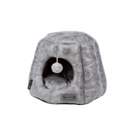 SCRUFFS Лежак-домик для кошек "Knightsbridge Cat Igloo", экокожа, серый, 48x48x38см