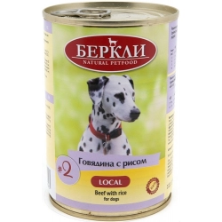 Беркли Local консервы для собак №2 Говядина с рисом, 400 г