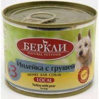 Беркли Local консервы для собак №3 Индейка с грушей, 200 г